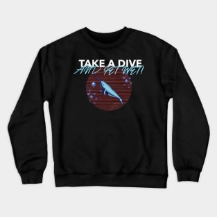 Take A Dive And Get Wet! Funny Narwhal Diving Crewneck Sweatshirt